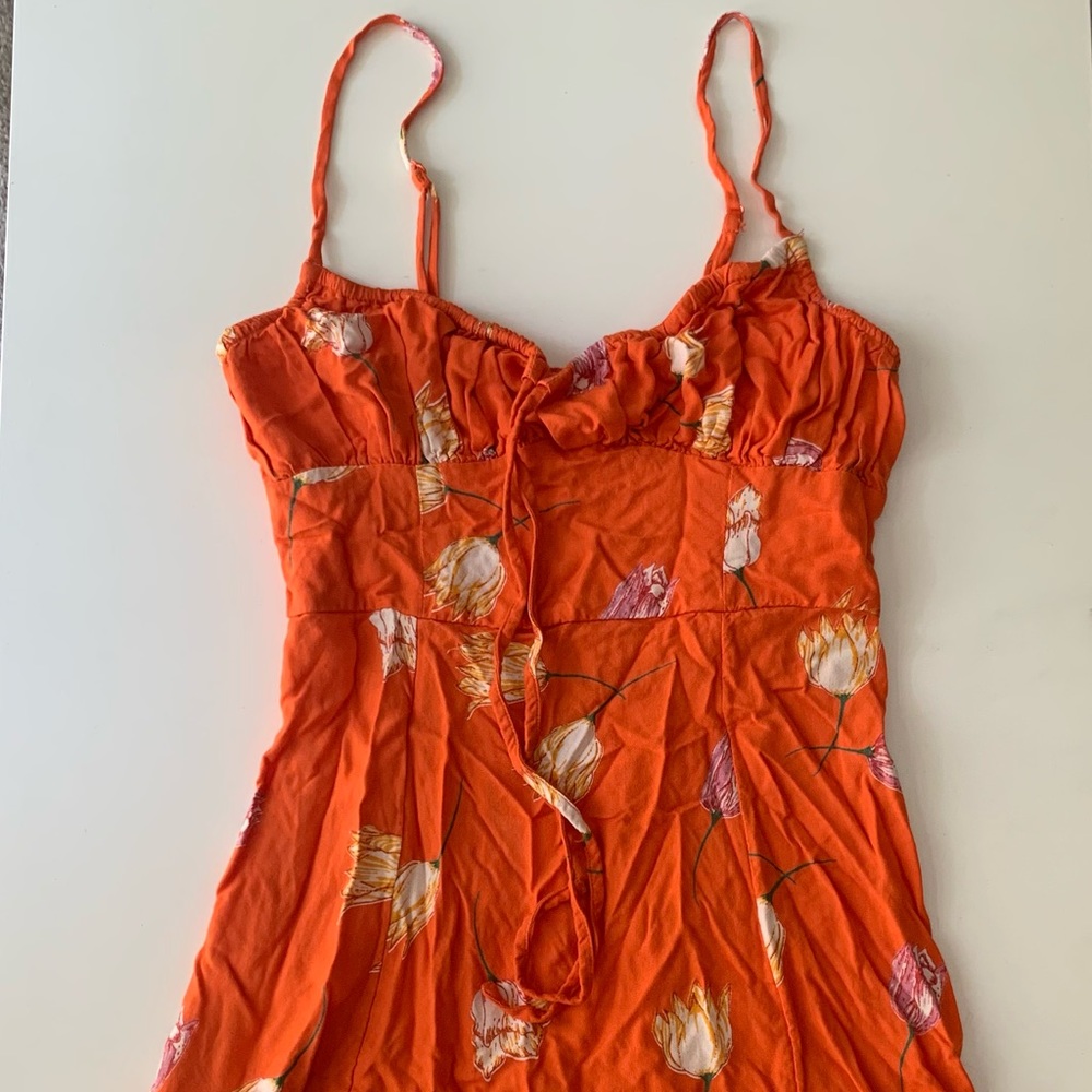 Urban Outfitters orange floral minidress, size S